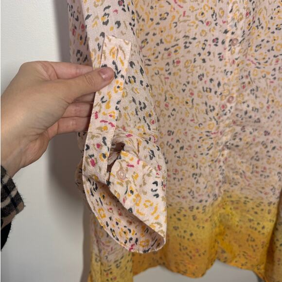 Zac & Rachel Women XL Button Tunic Blouse Ombre Long Sleeve Leopard Coastalgrand - Picture 3 of 6